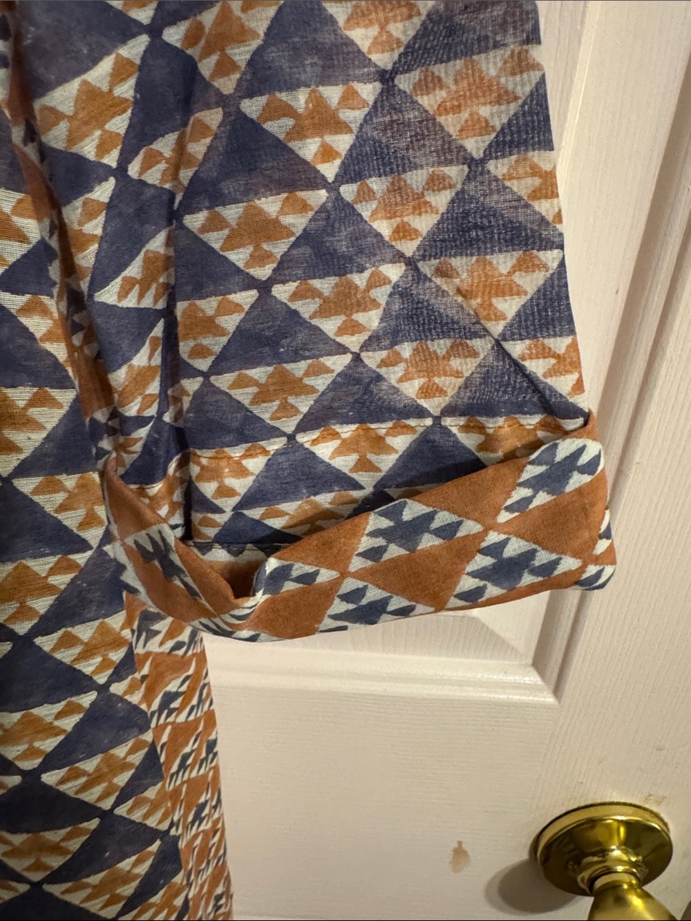 Geometric Print Maxi Dress in Navy and Tan - Picture 3 of 5
